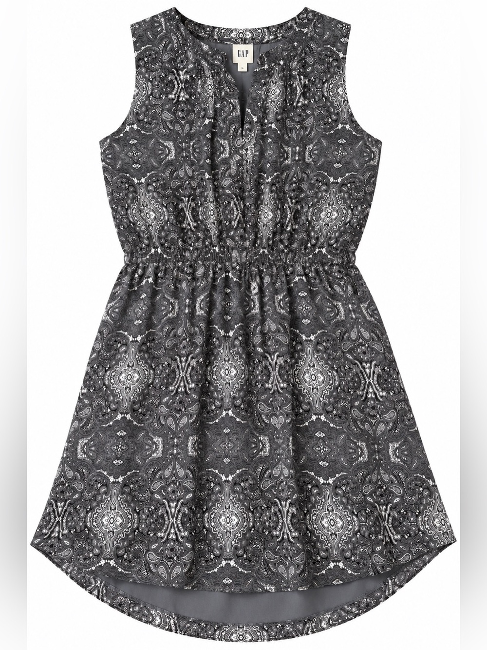 GAP Black and White Paisley Sleeveless Mini Dress